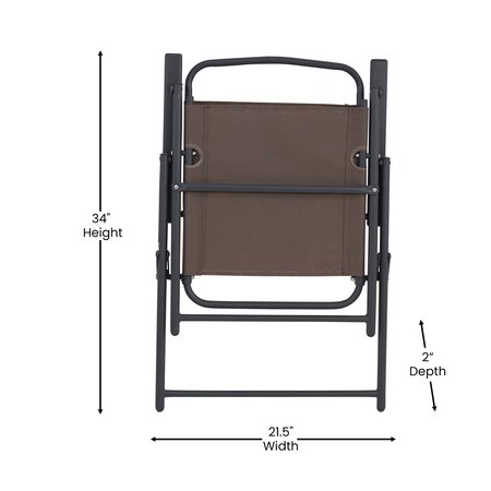Flash Furniture Brown Folding Sling Patio Chairs with Armrests, 4PK 4-GM-SC098-BR-GG